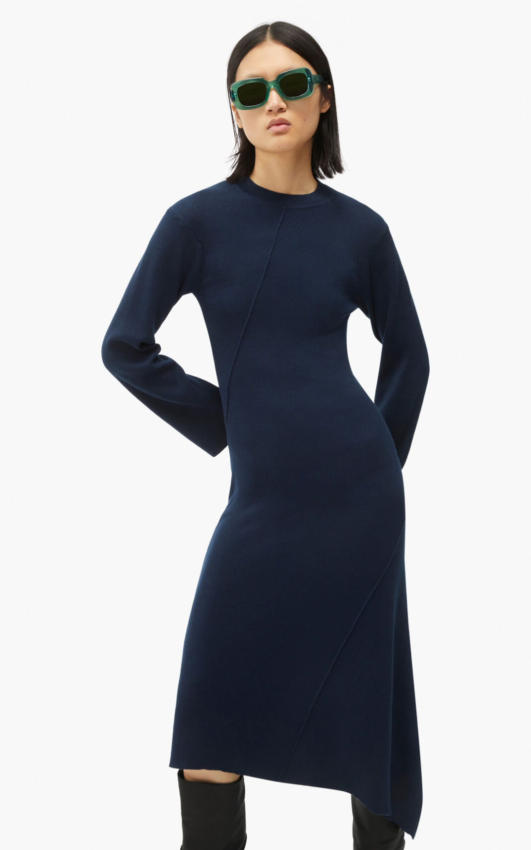 Vestidos Kenzo Asymmetric midi Mujer Azules Negras - SKU.9068135